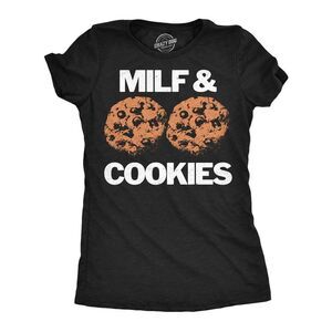 Womens Funny T Shirts Milf And Cookies Sarcastic Tee For Ladies